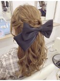 編み込みハーフアップ