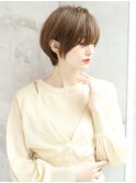 大人可愛い/丸みショートボブ/ベージュカラー/20代30代40代iba46