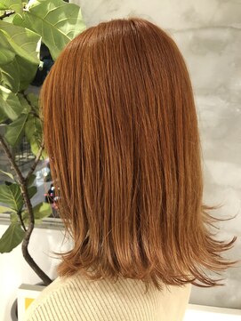 ワン 横浜(ONE005) 切りっぱなし外ハネボブ×オレンジベージュ