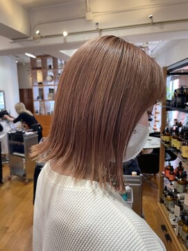 オーガニックマインド 坂戸 鶴ヶ島(organic+mind) 大人可愛い切りっぱなしひし形レイヤーカットモカベージュ