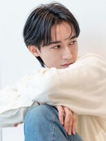 イオ 本厚木(io)&nbsp;センターパートニュアンスパーマアッシュブラックモテ髪