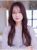 ミディアムレイヤー/大人可愛い/髪質改善/シースルーバング