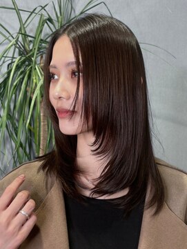 スカイ(SKY) 髪質改善縮毛矯正韓国風レイヤーカットダブルカラーベージュ