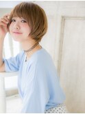 *mod's姪浜/アプリコットオレンジベージュ小顔丸みショートボブi
