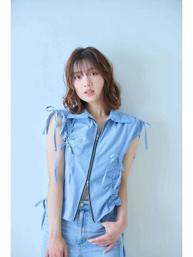 ミューク ハッピーヘアライフ 寺田町北口店(ｍieuxque happyhairlife) くびれヘアハイライトカラーミルクティーグレージュセミロング