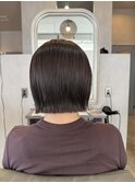 大人可愛い切りっぱなしボブ/暗めカラー/秋カラーアッシュグレー