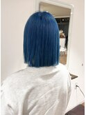 ケアブリーチダブルカラーブルーカラーボブ