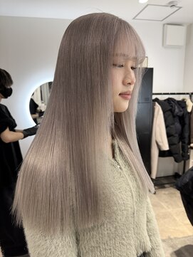 グレージュ/ダブルカラー/ハイトーンロング