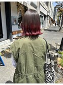 ケアブリーチグラデーションカラー毛先カラー外はねボブ韓国ヘア