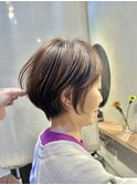 丸みショートボブ脱白髪染めハイライトインナーカラー髪質改善