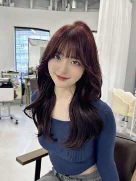 ハピネス 梅田茶屋町店(HAPPINESS) 韓国ヘア/レイヤーロング/髪質改善/ブリーチなし/ピンクブラウン
