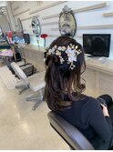 ハーフアップ＆袴着付けメイク