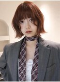 ボブ／レイヤーカット/ケアブリーチ／オレンジ