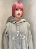 イメチェン/ホワイトブロンド/外ハネボブ/美髪/梅田