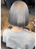 20代30代大人可愛い艶感アッシュグレージュケアブリーチ丸みボブ