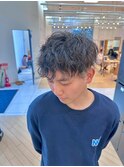 波巻きパーマメンズマッシュツイストスパイラルパーマ