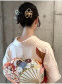 着物 ヘアセット お団子 シニヨンヘア アレンジ 和装ヘア