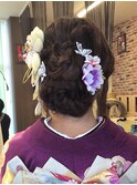 〈wave小豆餅店〉シニヨン編込みアレンジ着物ヘアセット成人式