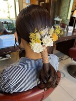 アース コアフュールボーテ 長野駅前店(EARTH coiffure beaute) モカベージュアドミオローポニー紐アレンジ