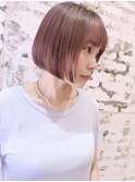 ピンクベージュ×ミニボブ［vicushair］