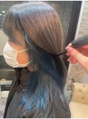 切りっぱミディ×インナーブルー