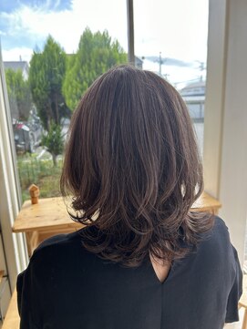 キュウヘアー(KYUU HAIR) ミディアムレイヤー×グレージュ