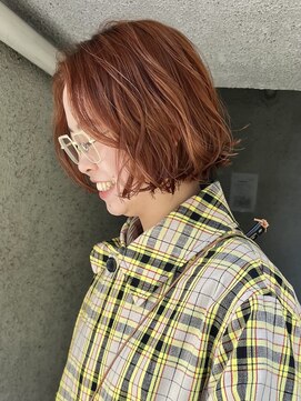 パークレーン アイス イヴェン(park lane ICI yeven) 20代30代ミディアムボブタッセルボブオレンジブラウン/akari