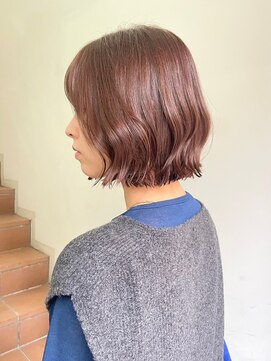 サンク 原宿 表参道(cinq) 原宿ブリーチなしダブルカラーミルクティーベージュレイヤーボブ