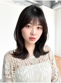 フェイスフレーミング暗めカラー顔周りレイヤー韓国ヘア_F30976