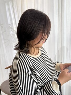 ガリカ 博多(Gallica) くびれミディアムにインナーカラー/ケアブリーチ明るめベージュ