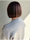 ミニボブ ハイライト ベージュカラー ブリーチ ダブルカラー