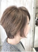 大人可愛い30代40代50代◎ショートボブ顔周りカットベージュ系