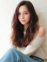 アグ ヘアー ルイ 帯広店(Agu hair louis) 《Agu hair》かきあげバング×無造作ウェーブロング