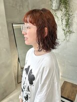 テトヘアー(teto hair)&nbsp;オレンジブラウン　ボブパーマ　ウェーブ　くるくる