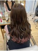 グラデーション　裾カラー　ピンクラベンダー　ケアブリーチ