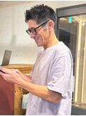 アップバング　メンズショート　爽やか　ビジネス　40代50代