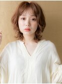 オレンジベージュ細めハイライトウルフカット315X越谷20代30代