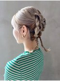 おくれ毛ハイトーン韓国ヘア美髪ブリーチミルクティー_ba555911