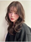 韓国風/ミディアムレイヤー/顔まわりカット/ショコラブラウン