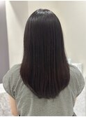 ボルドーカラー×縮毛矯正で艶髪へ