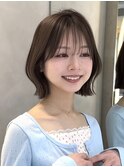 結べる長さのボブ/ミルクティーベージュ/顔周り/韓国風/原宿