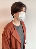 前髪伸ばし中の丸みショート/メンズライク/アッシュブラック