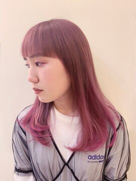 ピークアブー 銀座並木通り(PEEK-A-BOO) 【デザインカラー】ピンクグラデーションカラー×ワイドバング