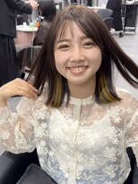 ジエクト カナウ(The Ect canow)&nbsp;イヤリングカラーイエロー切りっぱなしボブ外ハネ前髪