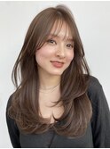 レイヤー/縮毛矯正/小顔/ラベンダーベージュ/柔らかいカラー