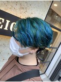 ターコイズブルーグリーングラデーションカラーケアブリーチ