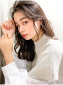 デジタルパーマ前髪パーマ韓国くびれミディアムチェリーブラウン