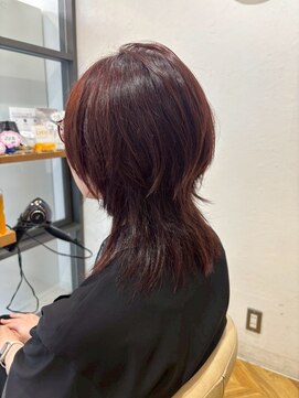 ヘア ルーナ バイ アプリーレ(hair lune by Aprire) 大人可愛い暖色系カラーオレンジブラウン×ウルフレイヤーミディ