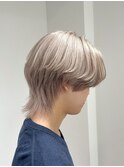 メンズウルフ/ウルフカット/ホワイトグレージュ