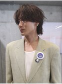 アッシュブラウン　センターパート　池袋メンズカット